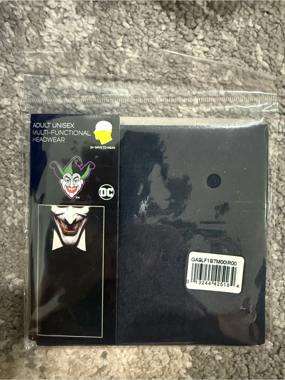 DC Black Balaclava Face Mask with Joker Grin Print
